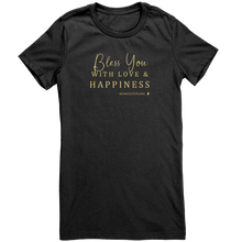 Load image into Gallery viewer, Bella_Womens_Tshirt_Bless_You_Black_Mockup.png