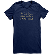 Load image into Gallery viewer, Bella_Womens_Tshirt_Bless_You_Navy_Mockup.png