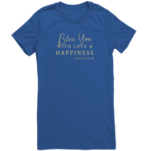 Load image into Gallery viewer, Bella_Womens_Tshirt_Bless_You_True_Royal_Mockup.png