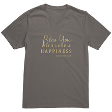 Load image into Gallery viewer, Canvas_Mens_V-Neck_Bless_You_Asphalt_Mockup.png