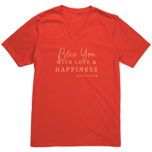 Load image into Gallery viewer, Canvas_Mens_V-Neck_Bless_You_Coral_Mockup.png
