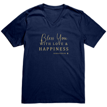 Load image into Gallery viewer, Canvas_Mens_V-Neck_Bless_You_Navy_Mockup.png