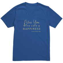 Load image into Gallery viewer, Canvas_Mens_V-Neck_Bless_You_True_Royal_Mockup.png