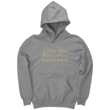 Load image into Gallery viewer, Youth_Hoodie_Bless_You_Athletic_Heather_Front_Mockup.png
